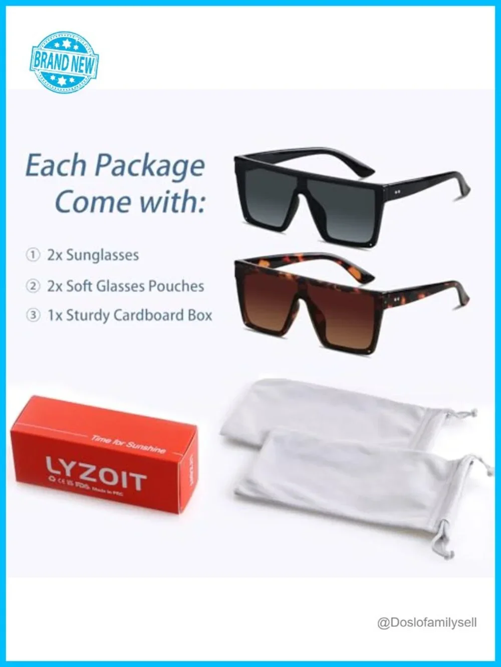 Oversized Flat Top Sunglasses UV400 Women Men Rimless Shield